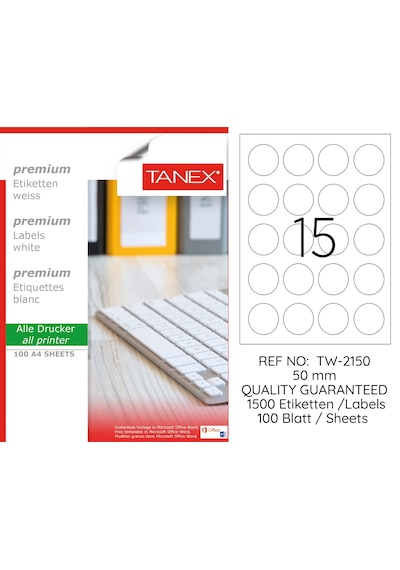 Tanex Tw-2150 50 MM Laser Etiket 100 Ad.