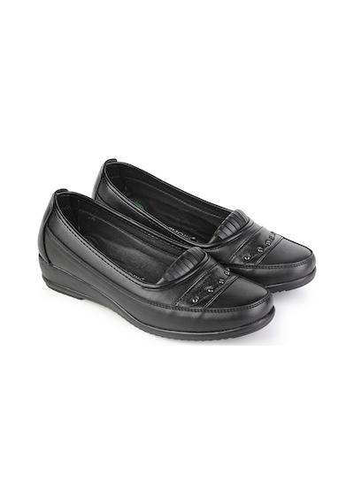 Ern Shoes Kadın Tam Ortopedik İçi Hakiki Deri Günlük Klasik Anne Ayakkabı Siyah