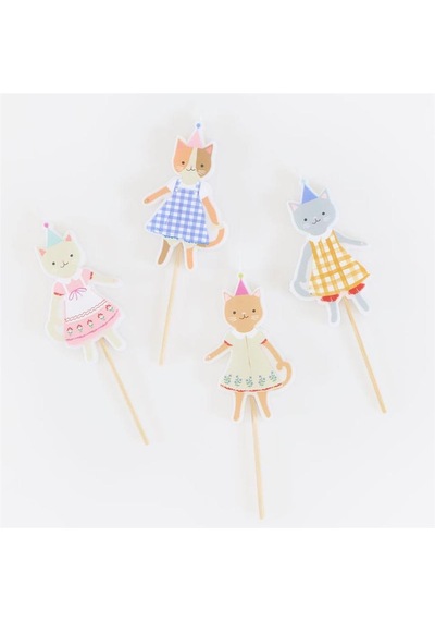 Meri Meri - Kitten Club Candles - Kedi Kulübü Mumlar - 4 Adet