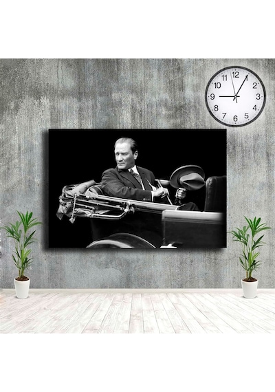 Atatürk Tablosu Arabada Oturan Mustafa Kemal Kanvas Tablo