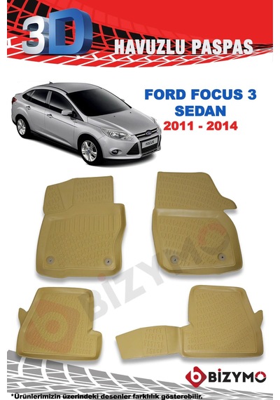 Ford Focus 3 Sedan 2011-2014 3D Bej Paspas Takımı Bizymo