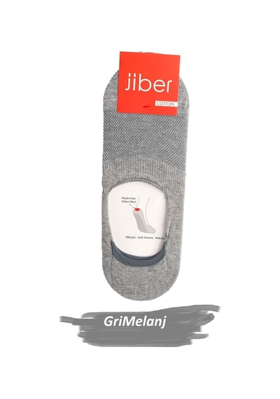Jiber Erkek Pamuklu Likralı Babet Çorap 7108 - 6 Adet Gri Melanj