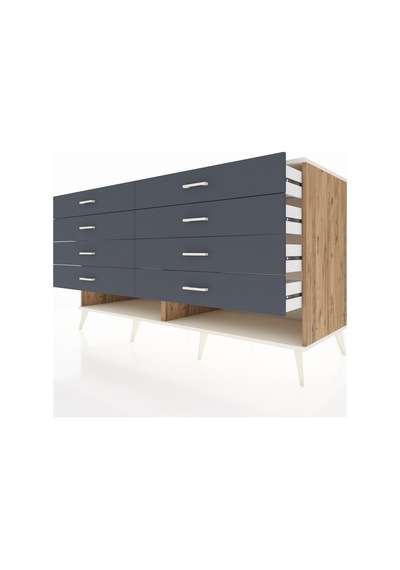 Kronos Konsol 8 Çekmeceli 176x59x99 Çam-aytaşı/antrasit Çam-aytaşı/antrasit
