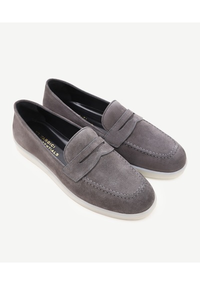 Yargıcı Süet Deri Loafer Gri