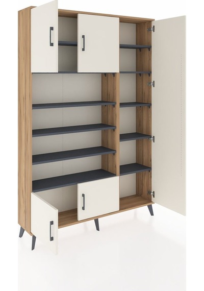 Arges Dolap 11 Raflı 5 Kapaklı 132x30x195 Çam-aytaşı/antrasit Çam