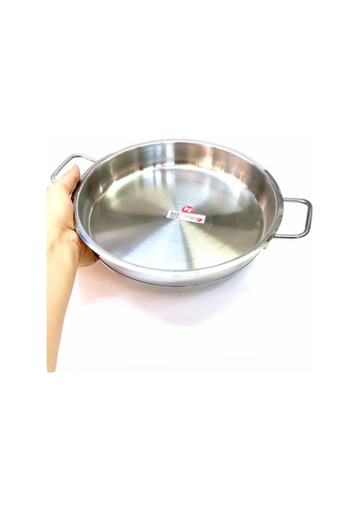 Paslanmaz Çelik Yapıştırmaz Kalın Taban Dik Yumurta Sahanı 24 Cm Gri