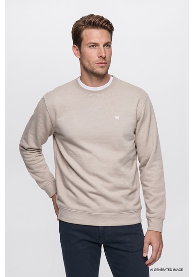 Wrangler Pamuklu Selanik Regular Fit Erkek Sweatshirt W2620080500 Bej