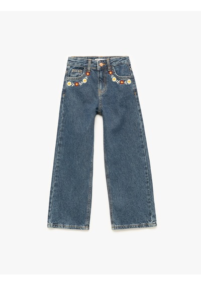 Koton Yüksek Bel Pamuklu Bol Kalıp Çiçek İşlemeli Geniş Paça Denim Pantolon Koyu İndigo 6wkg40029ad Dark Indigo Koton Yüksek Bel Pamuklu Bol Kalıp Çiçek İşlemeli Geniş Paça Denim Pantolon Koyu İndigo 6wkg40029ad Dark Indigo