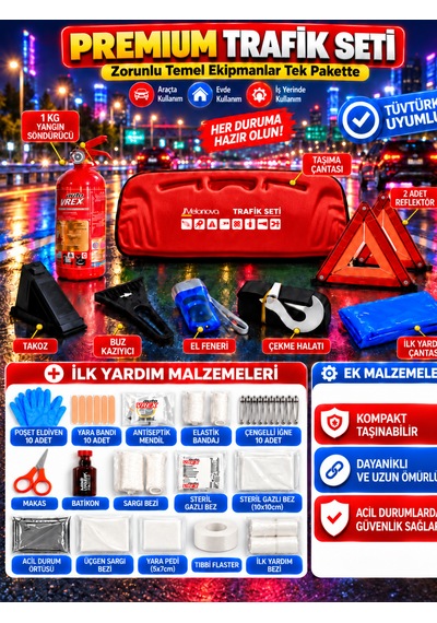 Tüvtürk Muayene Uyumlu Ce Belgeli Premium Trafik Seti 1 Kg Abc Tse Belgeli'' Kırmızı