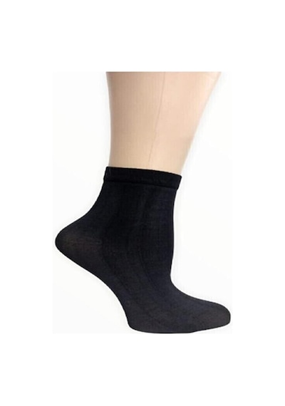12 Adet Siyah Renk Mikro 50 Soft Soket Çorap Siyah