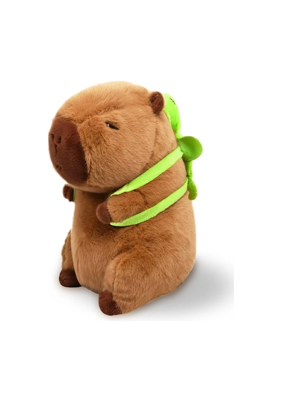 30 Cm Koyu Kahverengi Sırt Çantalı Capybara Peluş Oyuncak Yumuşak Dolgu Sevimli Maskot
