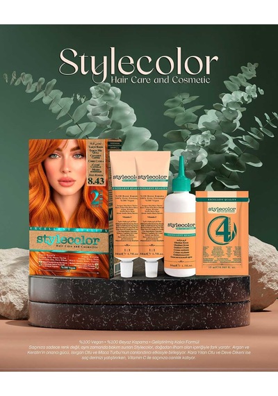 Stylecolor Bitkisel İçerikli Vegan Krem Saç Boyası 8.43 - Tarçın Bakır
