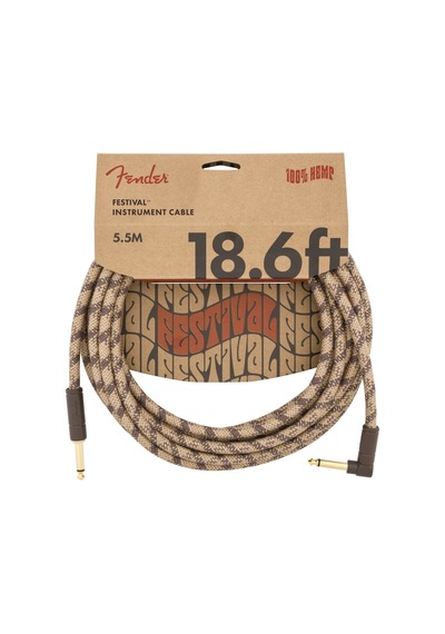 Fender 18.6 Angled Festival Instrument Cable Pure Hemp Brown Str