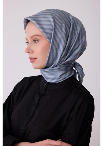Belli İpek Eşarp - 4325-02 Gri Mavi Twill