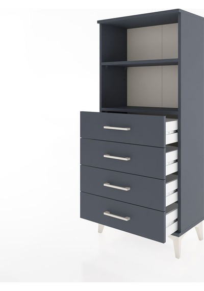 Hyperion Dolap 2 Raflı 4 Çekmeceli 60x44x134 Antrasit-antrasit Antrasit
