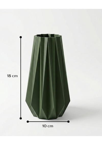 Elana Design Tria Vazo - Modern Tasarımlı Şık Çiçek Vazosu Yeşil