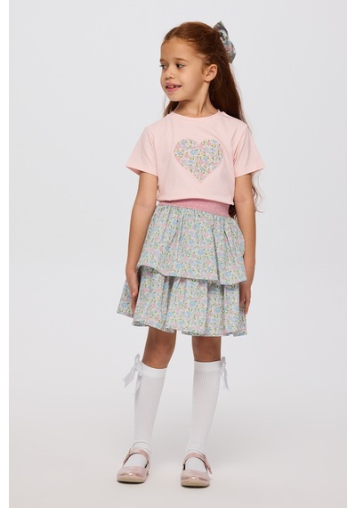 Panço Liberty Kumaş Kız Çocuk Etek Pembe