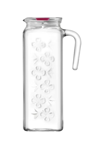 Lav Bloom Cam Sürahi Tekli 1,2 L Kulplu Pembe Plastik Kapaklı