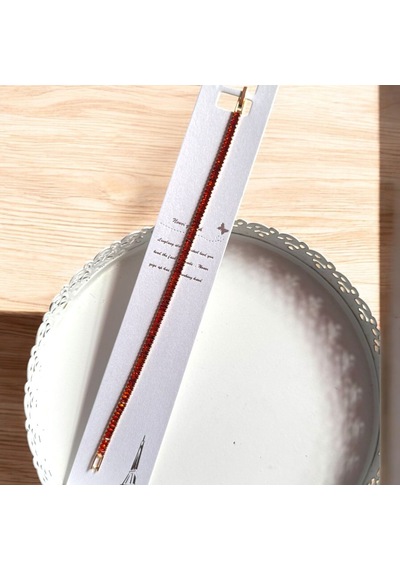Kırmızı Sanat Evi Kırmızı Taşlı Gold Su Yolu Çelik Klipsli Bileklik