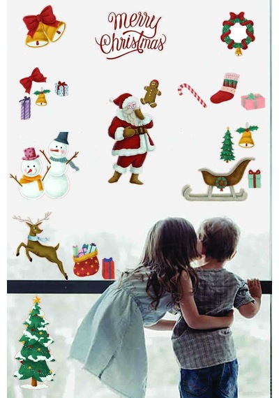 Yılbaşı Süsleri Yılbaşı Ağacı Noel Baba Yılbaşı Sticker Seti