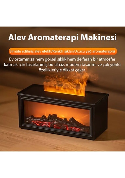 Ezere A4 Şömine Esintili Aromaterapi Difüzörü Ultrasonik Hava Nemlendici