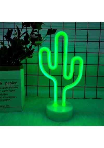 Buffer Kaktüs Dekoratif Neon Led Masa Ve Duvar Lambası Gece Lambası Çok Renkli