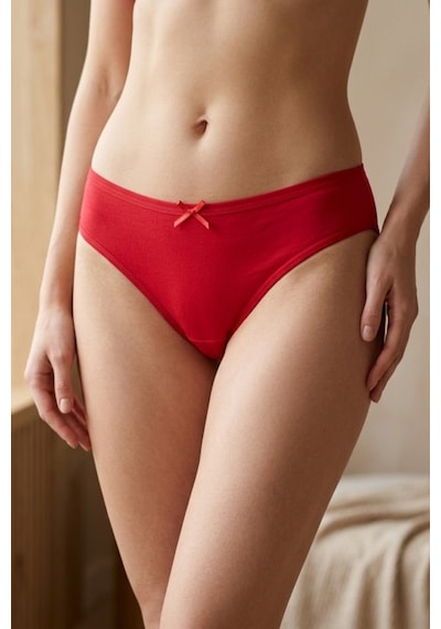 Mataş Kadın 6'lı Paket Pamuklu Bikini Külot Esnek Yumuşak İz Yapmaz İç Çamaşırı Kırmızı