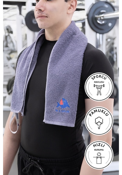 Sporcu Antrenman Havlusu Gym Fitness Plates Boks Tenis Spor Havlu Antrasit