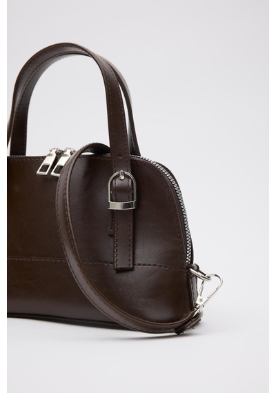 Shule Bags Ribbon Mini Çapraz Çanta Kahverengi Kahve