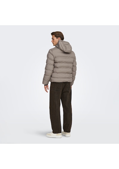 Only & Sons Only&sons Union Seamless Life Puffer Erkek Bej Kapüşonlu Mont Bej