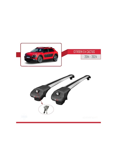 Citroen C4 Cactus 2014 Ve Sonrası İle Uyumlu Ace-1 Ara Atkı Tavan Barı Gri
