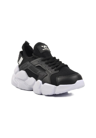 Walkway Hura Siyah-beyaz Fileli Hafif Unisex Spor Ayakkabı 001