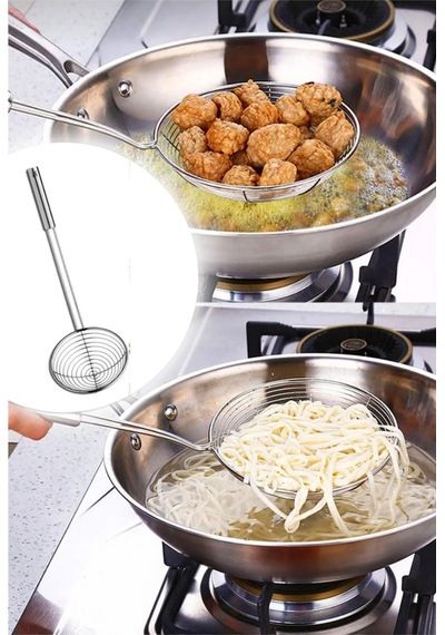 Paslanmaz Metal Kızartma Kevgiri Makarna Süzme Kevgiri 16cm Metal Diğer