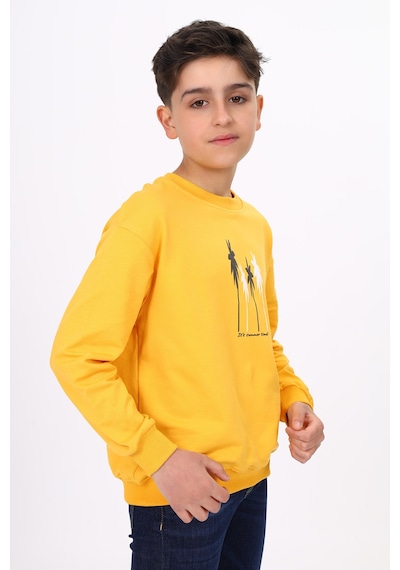 Toontoy Erkek Çocuk Baskılı Sweatshirt Hardal