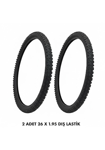 26 Jant Bisiklet Dış Lastik Takımı - 2 Adet 26x1.95 Dağ Bisikleti Mtb Dişli Dış Lastik