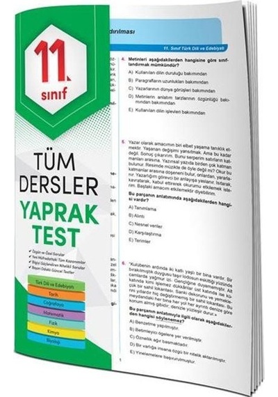 1 Tüm Dersler Yaprak Test 4 Element Yayınları