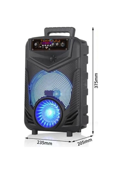 Kablosuz Hoparlör 8 İnç Büyük Boy Bluetooth Speaker Karaoke Mikrofon Işıklı Parti Fmradyo Aux Sd Usb
