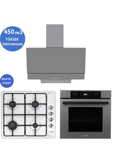 Eminçelik & Afm Tech 31 221 + FM7710 + FM3407  Ankastre Beyaz Set