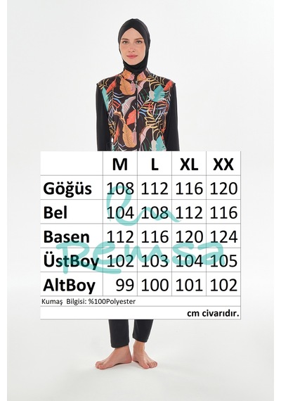 Rozamay Tam Kapalı Tesettür Mayo 3302 Siyah Siyah