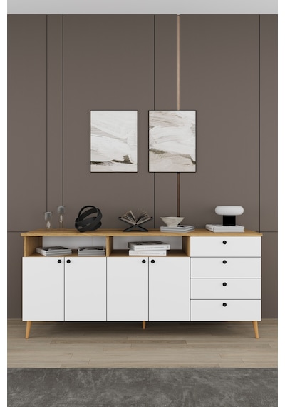 Lüks Yemek Odası Takımı 3 Parça %100 Mdf Konsol Yemek Masası Tv Ünitesi Yt02 Beyaz - Karına Lüks Yemek Odası Takımı 3 Parça %100 Mdf Konsol Yemek Masası Tv Ünitesi Yt02 Beyaz - Karına