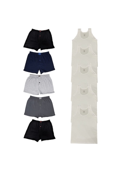 Tutku Erkek 5 Adet Boxer 5 Adet Atlet -10lu Paket-karışık Çok Renkli