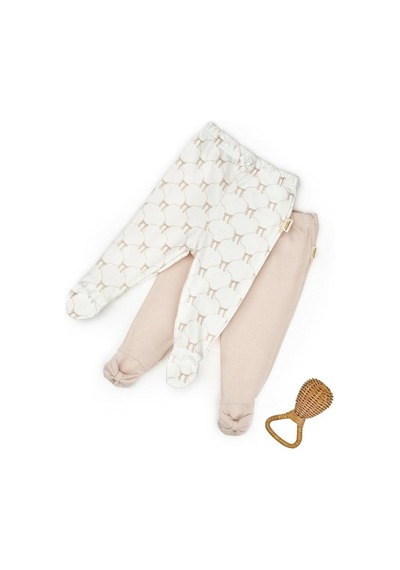 Babycosy Organic Wear Bebek 2li Patikli Pantalon %100 Organik Pamuk , Bebek - Yenidoğan- Csy8141 Ekru