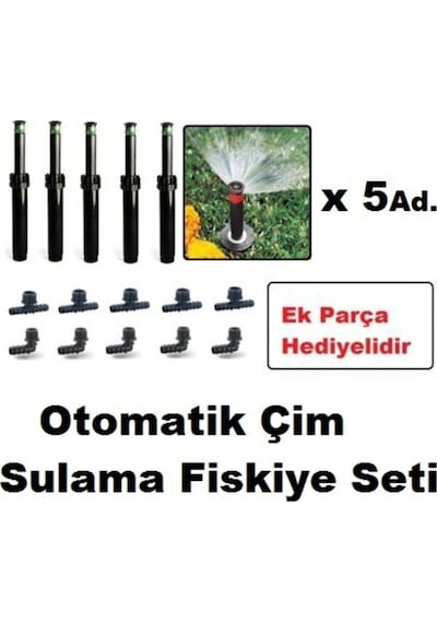 5 Adet Rainbird 10 Van 3mt. Yarıçap Çim Sulama Sprey Fıskiye Ve Montaj Ek Parçaları