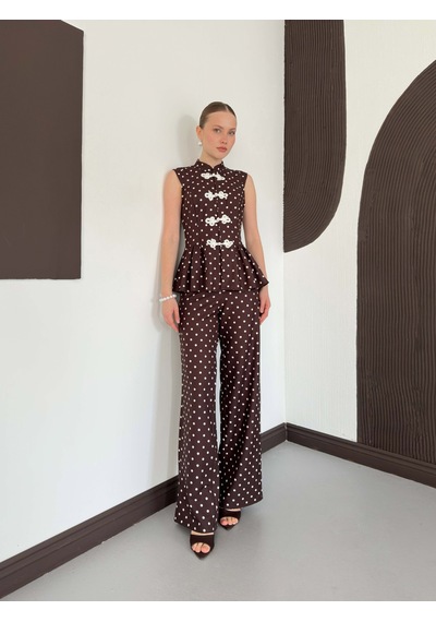 Verymoda Puantiyeli Pantolon D3075 Kahve