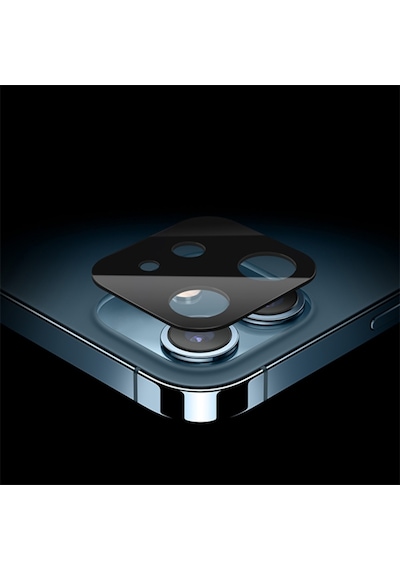 Apple Uyumlu   iPhone 12 Mini 2In1 Full Glue Tempered Cam Ekran Koruyucu Siyah (500283146)