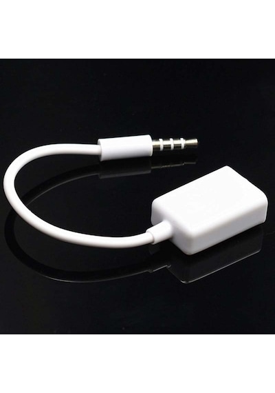 Sones 10 Adet Y-1502 14 Cm Araç Aux Ses Kablosu Usb Araç 3.5mm Adaptör Kablosu Beyaz