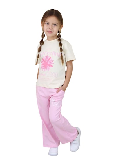 Riccotarz Kız Çocuk Üzeri Papatya Detaylı Ve Feeling Baskılı T-shirt Pembe Salaş Pantolon Alt Üst Takım Pembe Riccotarz Kız Çocuk Üzeri Papatya Detaylı Ve Feeling Baskılı T-shirt Pembe Salaş Pantolon Alt Üst Takım Pembe