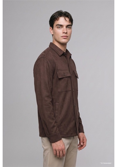 Defacto Regular Fit Polo Yaka Cepli Süet Gömlek Ceket A5110ax26wnbn192 Kahve-bn192
