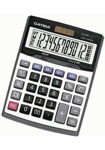Tiga CD-2592 Büyük Boy Metal Yüzey 12 Hane Hesap Makinesi