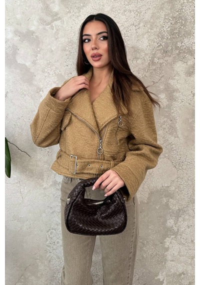 Alemdarshop Camel Kuşgözlü Kaşe Kaban